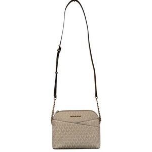 MICHAEL KORS Jet Set Travel Medium Metallic Signature Logo Dome Crossbody Bag